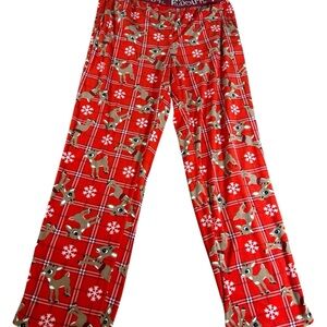 Women's Sleep Pajama Pants Size Large 12-14 Red Fleece Comfy Rudolph Christmas